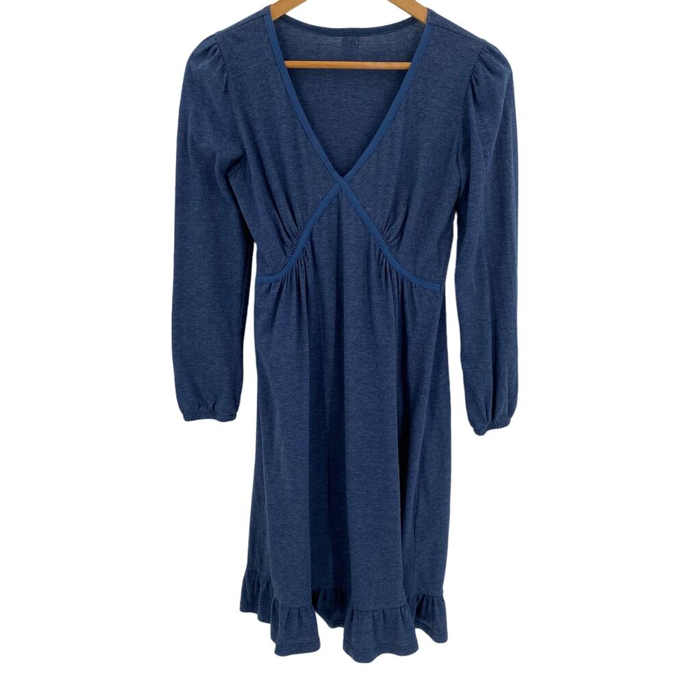 Ava Rose Blue heather cotton long sleeve midi dress size small Made in USA